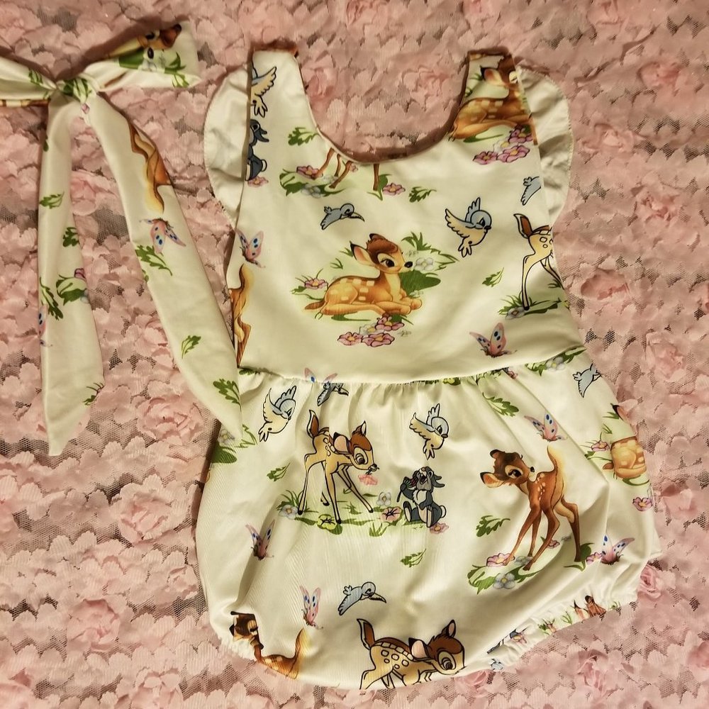 Vintage Bambi & Friends Romper/with Hair Tie